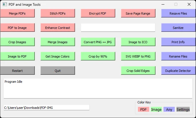 PDF and Image Tools GUI Screenshot